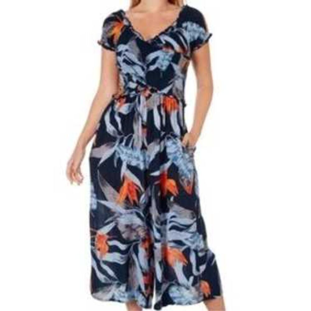 Anthropologie Patron of Peace Tropical Floral Wide Leg Cropped Jumpsuit Small
